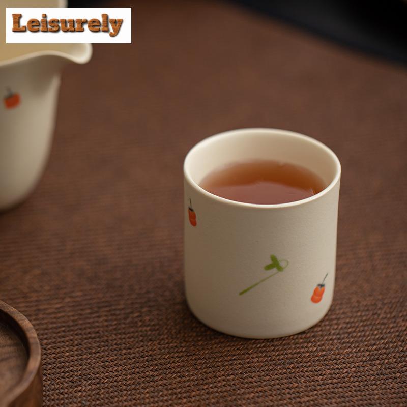 Retro Soda Glaze Ceramic Teacup Crushed Persimmon Ruyi Gourd Cup Large Master Single Cup Meditation Cup Kung Fu Teaset Drinkware