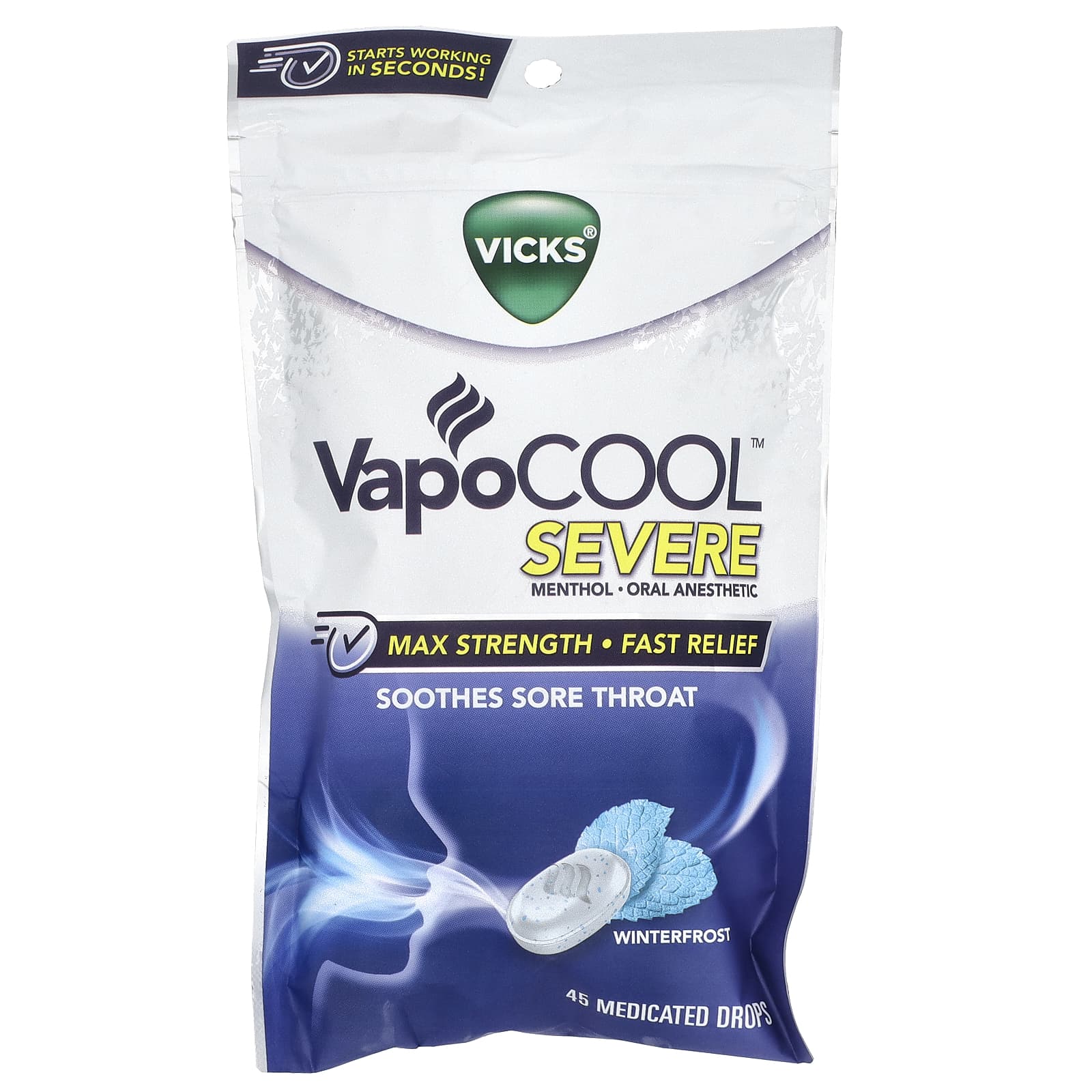 

Vapocool™ Siberian, Max Strength, Winter Frost, Medicated Lozenges 45 pcs