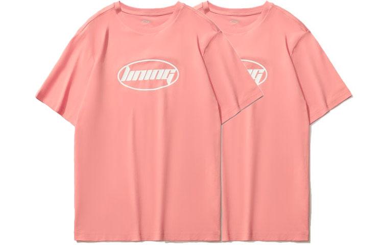 Men's T-Shirt Li-Ning Li Ning Drop Shoulder Sleeve T Shirt Unisex Multicolor Orange Pink