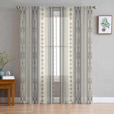 Boho-Streifen-Textur, transparente Vorhänge für Wohnzimmer, Küche, Fenstervorhänge, Schlafzimmer, Tüll-Voile-Vorhänge