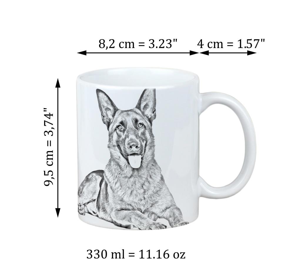 German Shepherd Dog, Alsatian Wolf Dog - cup with a dog, cute cup with graphics, a gift with your photo from the Art-Dog brand