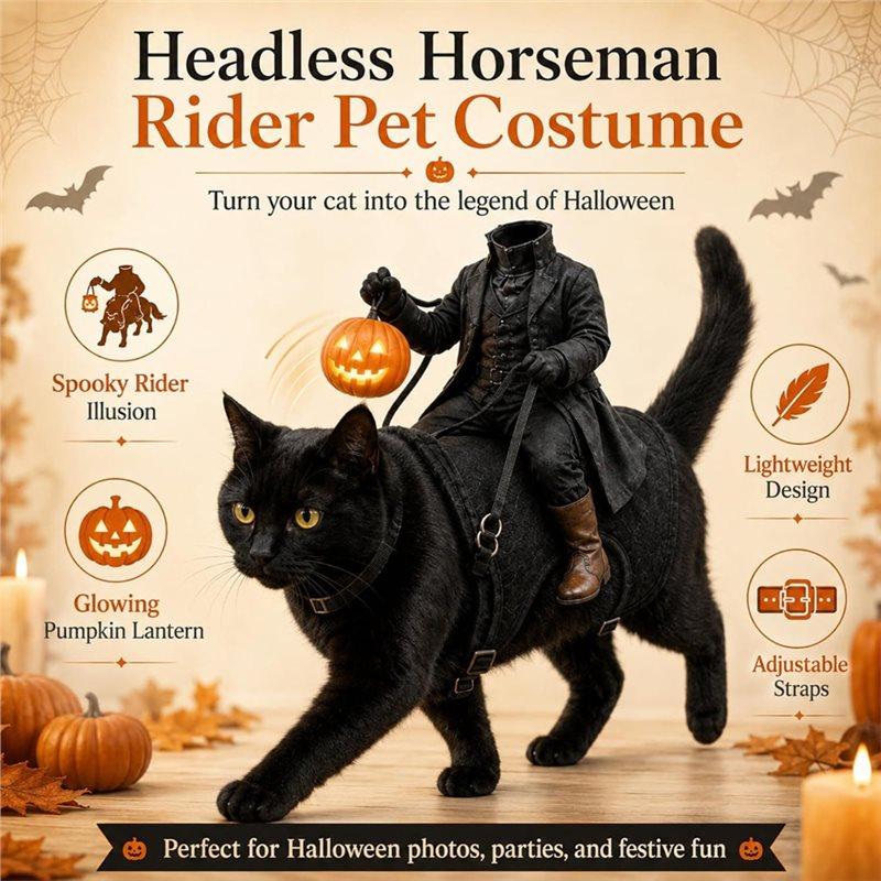 Costume per Animali Cavaliere Senza Testa Costume per Animali Zucca, Regolabile Per Cani Gatti Ideale Per Feste di Halloween Foto E Passeggiate 5