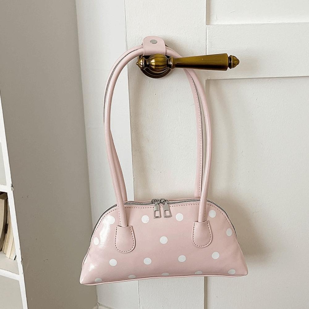 Sweet Leather Underarm Bag Lightweight Commuting Bag Cute Polka Dot Shoulder Bag Party