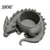 Succulents Planter 3D Printed Lying Dragon Flowerpot for Small Green Plants, Decorative Planting Groove Pot Ornament, Dark Style Figurine Home Office