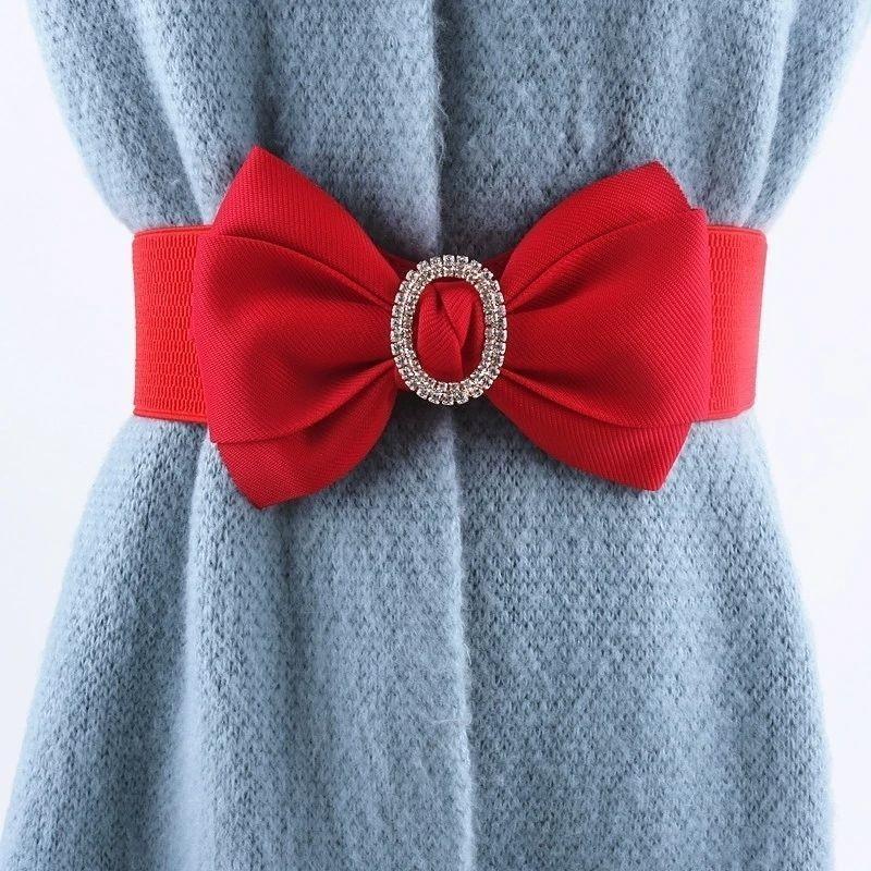 Double Beautiful Layer Bowknot Waist Belt In Soft Cotton With Elastic Fit For Women