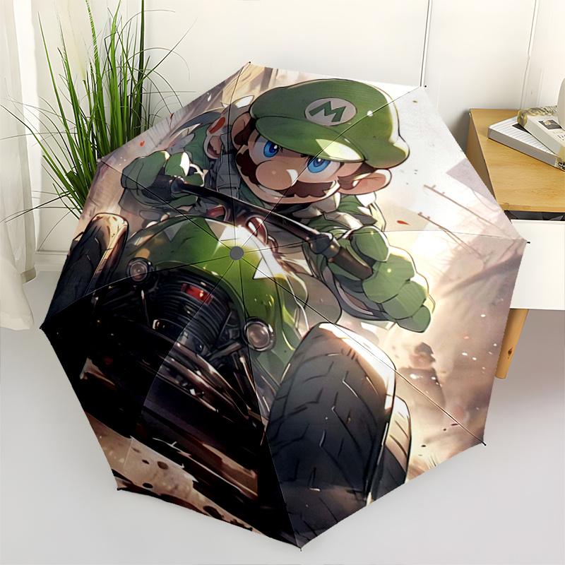 1pc Luigi's Racing Adventure Fashion Automatic Opening and Closing Folding - A Good Choice for Gifts, Fashionable and Convenient Cartoon Umbrella