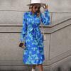 New Women's Long Sleeve Lapel Printed Shirt Dress