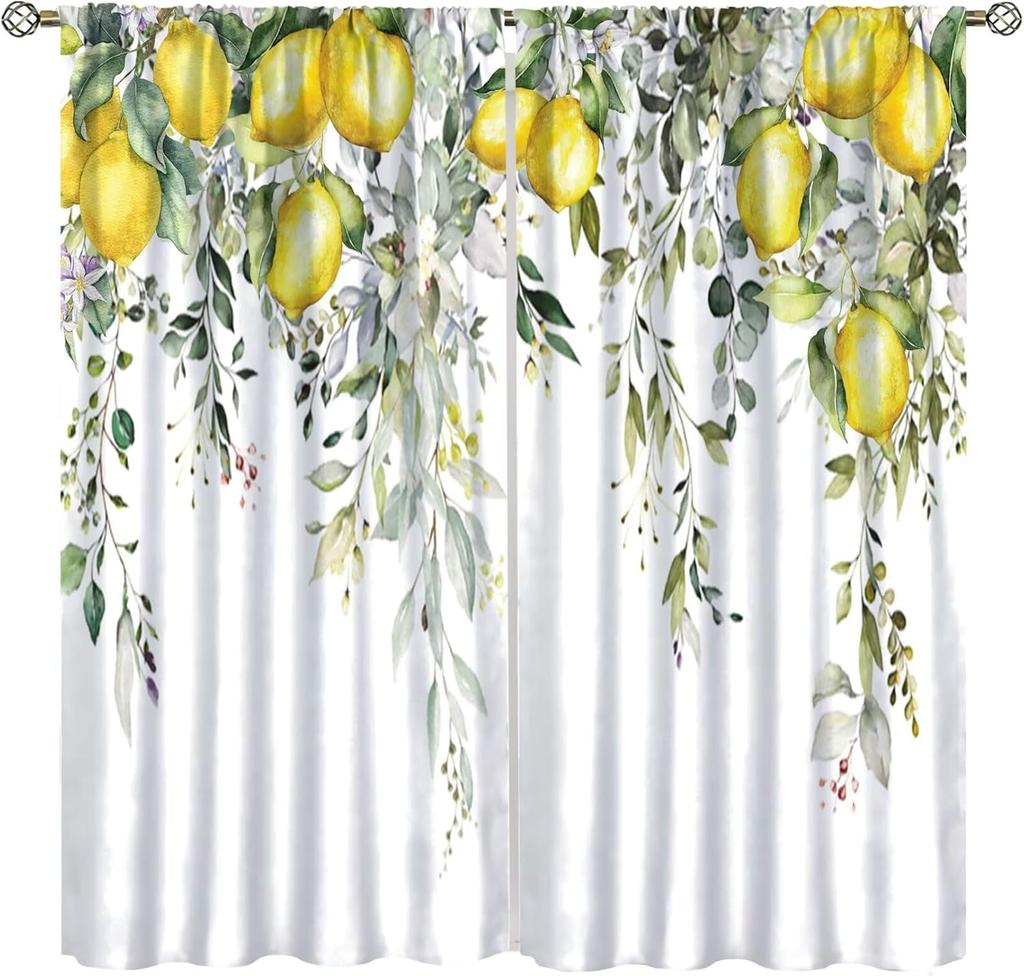 Fruit Grape Curtains, Retro Country Style Rattan Fruit Pattern Window Decoration, Suitable for Living Room, Bedroom and Kitchen