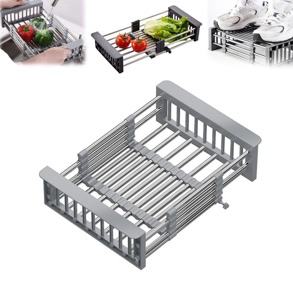 Extend Kitchen Sink Drain Basket Stainless Steel Multi-functional Extender Basket for Vegetables Portable
