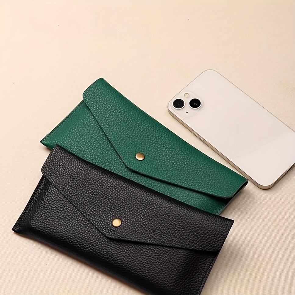 Ladies' handbag, solid color button-closing wallet, envelope-style solid color wild fashion men's wallet with casual style