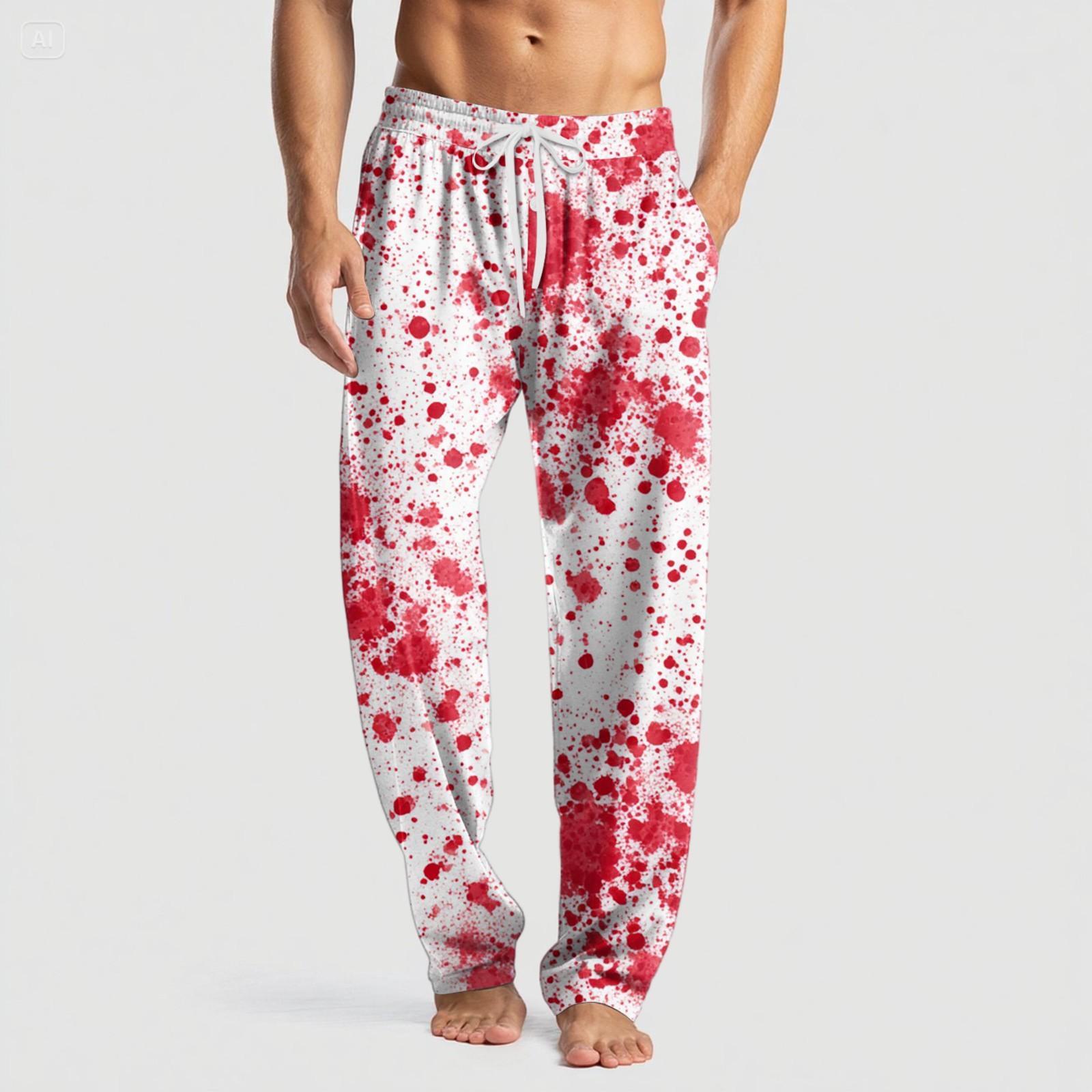 

Мужские вязаные повседневные брюки с карманом и принтом на Хэллоуин, пижамные брюки XXXL