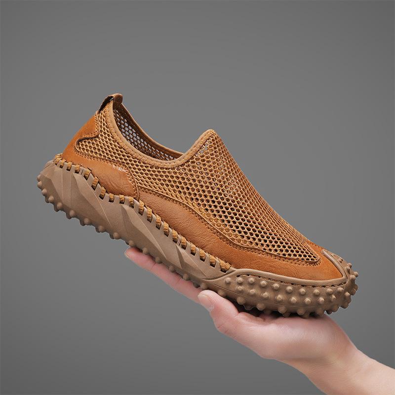 

Большого размера уличная сумка голова сандалии лето мужские сетчатые полые туфли для вождения ручной работы пляжная обувь 48