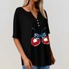Women's T Shirt Tee Independence Day Print Button Short Sleeve Daily Weekend Fashion Basic V-Neck Regular Top