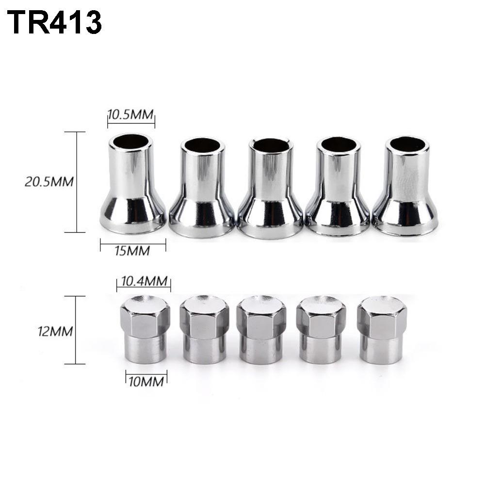 10pcs Auto Accessories Chrome Tyre Valve Stem TR413/TR414 Left Right Front Rear Tire Valve Sleeve Covers Valve Stems 1