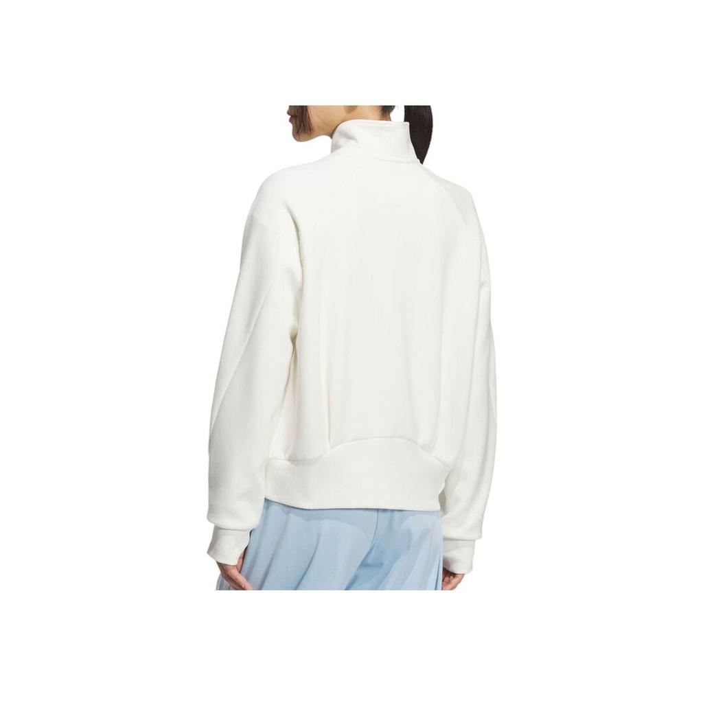 adidas Sports Casual Solid Color Long Sleeve Stand Collar Jacket Women Jacket White KF2541