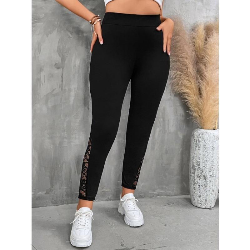 Women's Pants Plus Size Clashing Lace Splicing Skinny Trousers