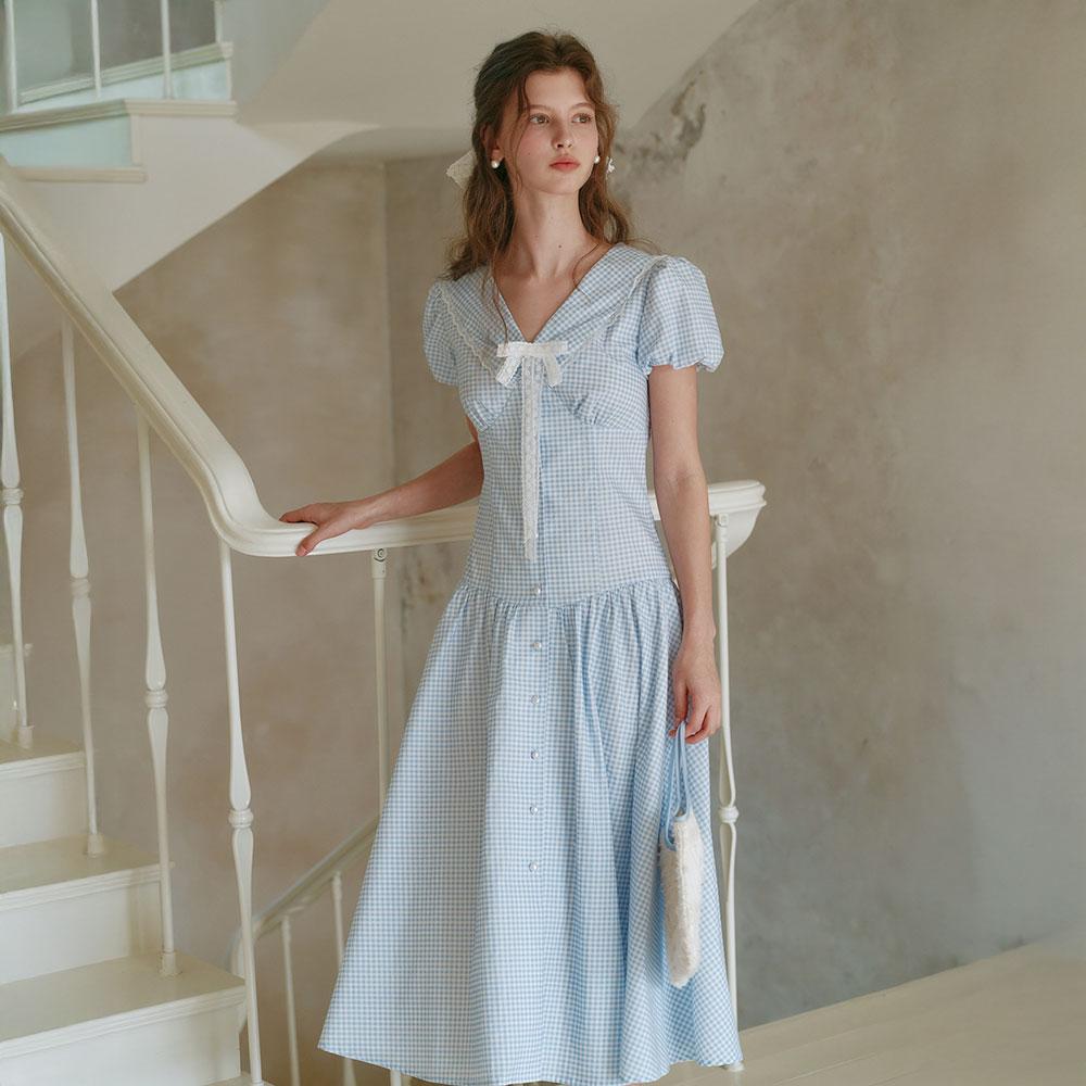 Ceme Adu Cest_Gingham Puff Sleeve Shirt Dress