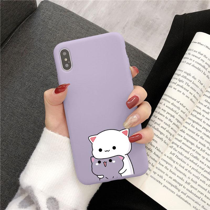 Cute Couple Cat Cover For Samsung Galaxy A50 A51 A52 A72 A10 A11 A12 A20 A30 A31 A32 A22 A40 A41 S9 S10 S20 FE S21 Plus TPU Case