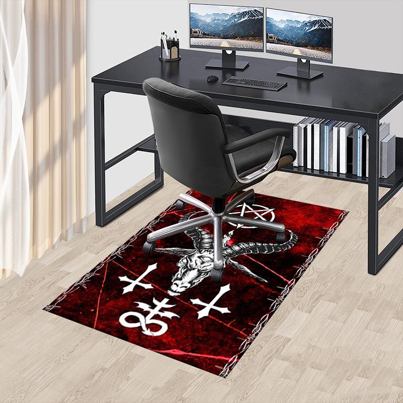 1PC Baphomet Barbed Wire Anti-slip carpet, suitable for Office, bedroomand playrooms. It can also be used as a sofa footrest cover-W60