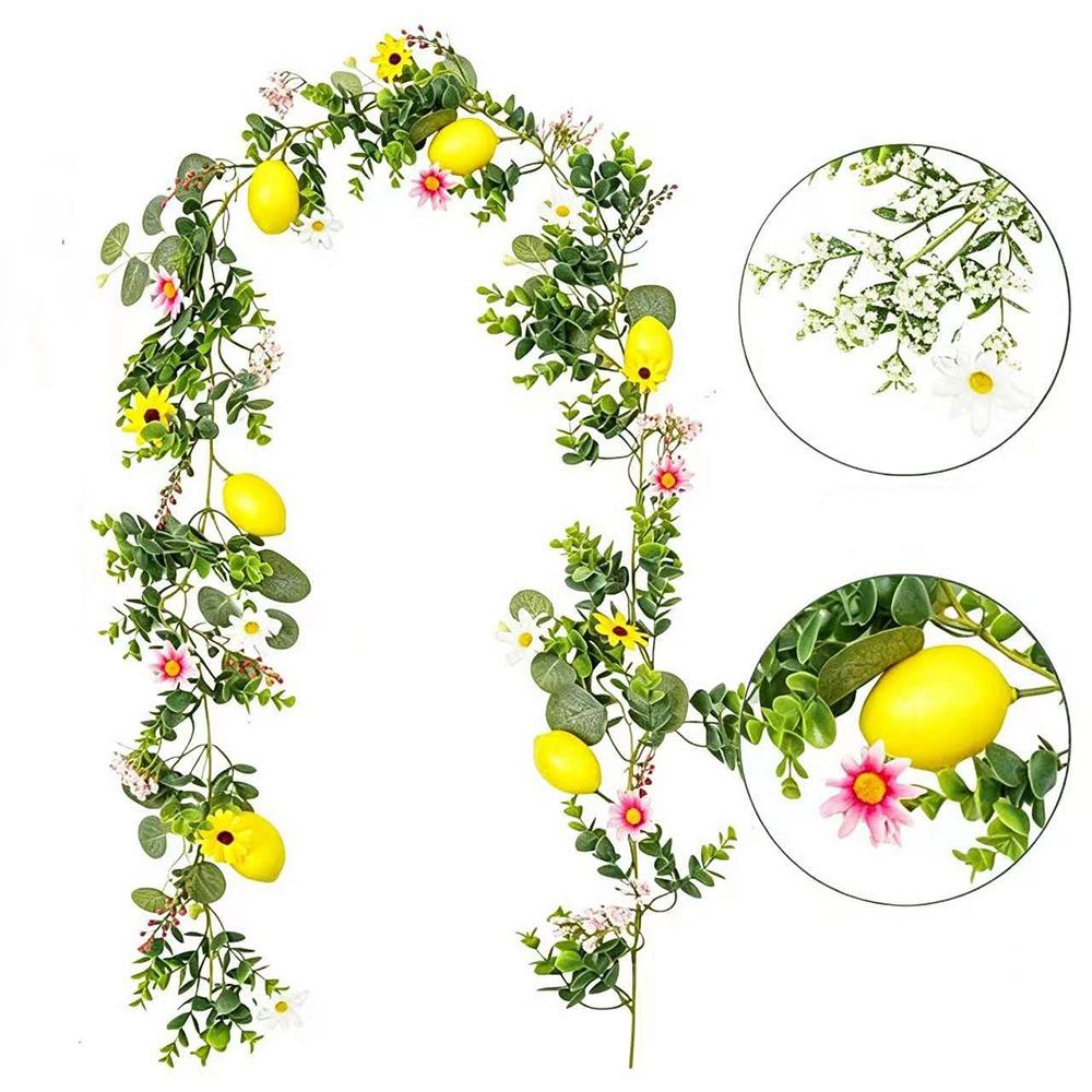 Green Leaves Artificial Lemon Vine 200CM Length Faux Lemon Branch  Home Decoration
