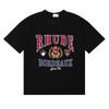 RHUDE Geometric Letter Print T-Shirt Mens Womens American Vintage Short Sleeve Tee