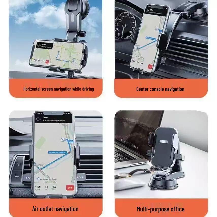 New Rotating Heat-Resistant Car Phone Holder with Suction Cup and Adhesive for Dashboard.