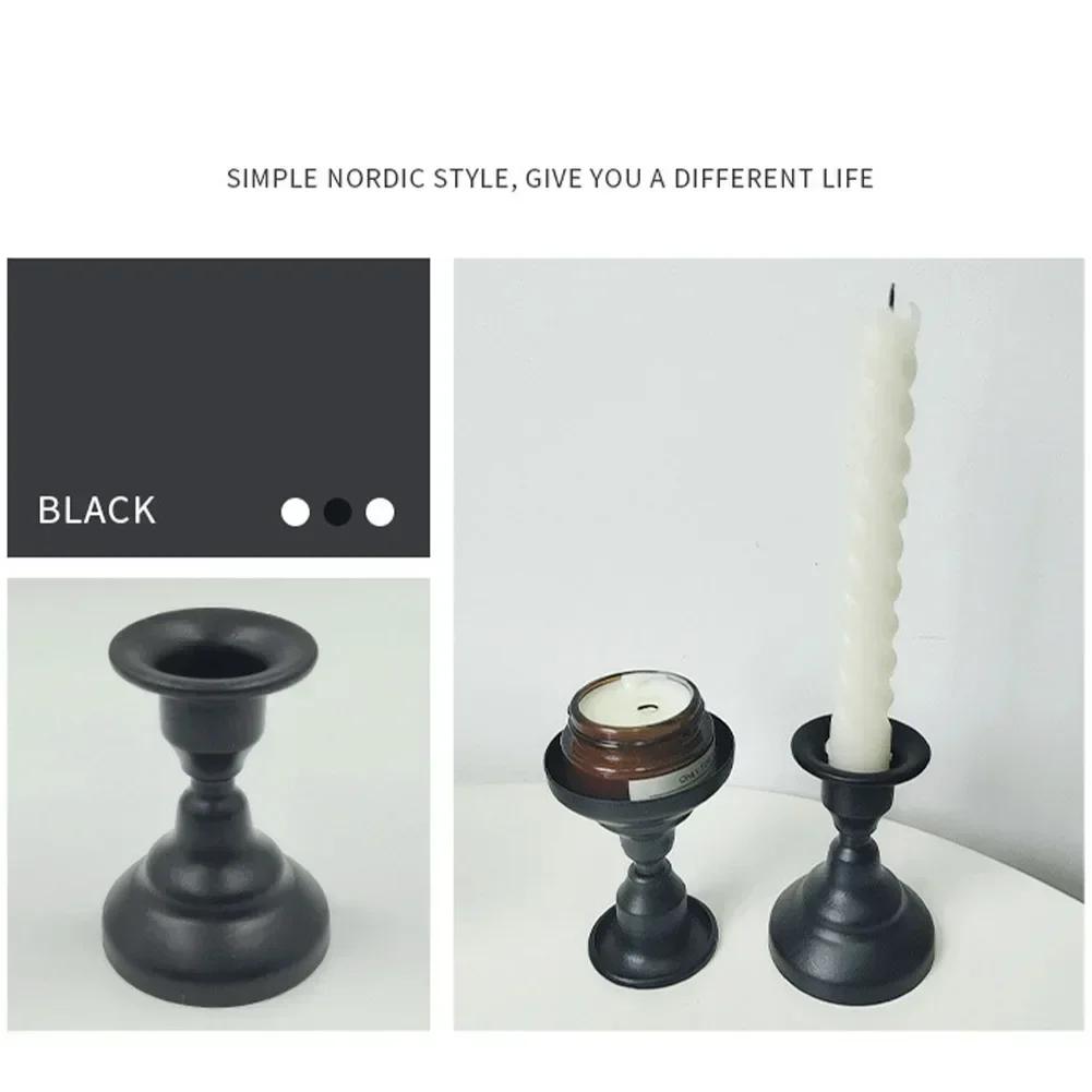 Nordic Vintage Metal Candlestick Holders Pillar Iron Art Candlestick For Wedding Party Decor Mini Retro Candle Stick Stand