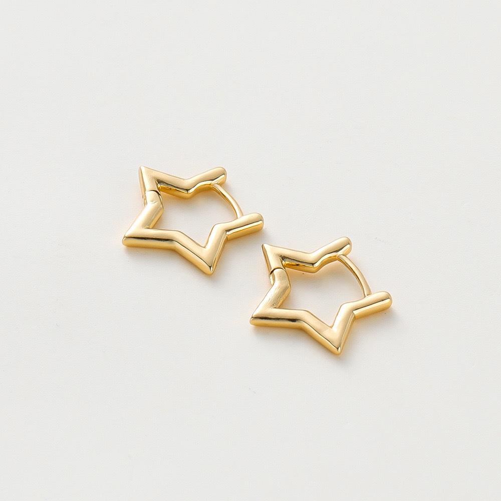 6Pcs/Set Fashion Simple Smooth Star Hoop Earrings for Women European Unisex Piercing Gothic Rock Jewelry Ear Buckles