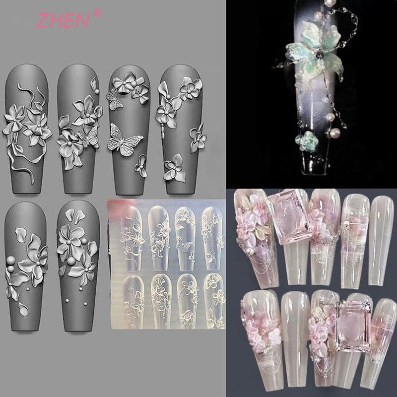 3D Mini Silicone Mold Butterfly Flower Nail Art Decorations Nails DIY Design Flower Shell Nail Mold Stamping Plate Manicure Mold