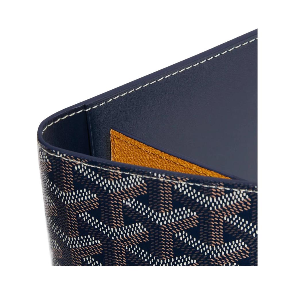 Goyard Grenelle Monogrammed Flap Pocket Canvas And Calfskin Dog Tooth Card Holder Passport Holder Unisex Accessories Navy-Blue GRENELPMLTY-12CL12P