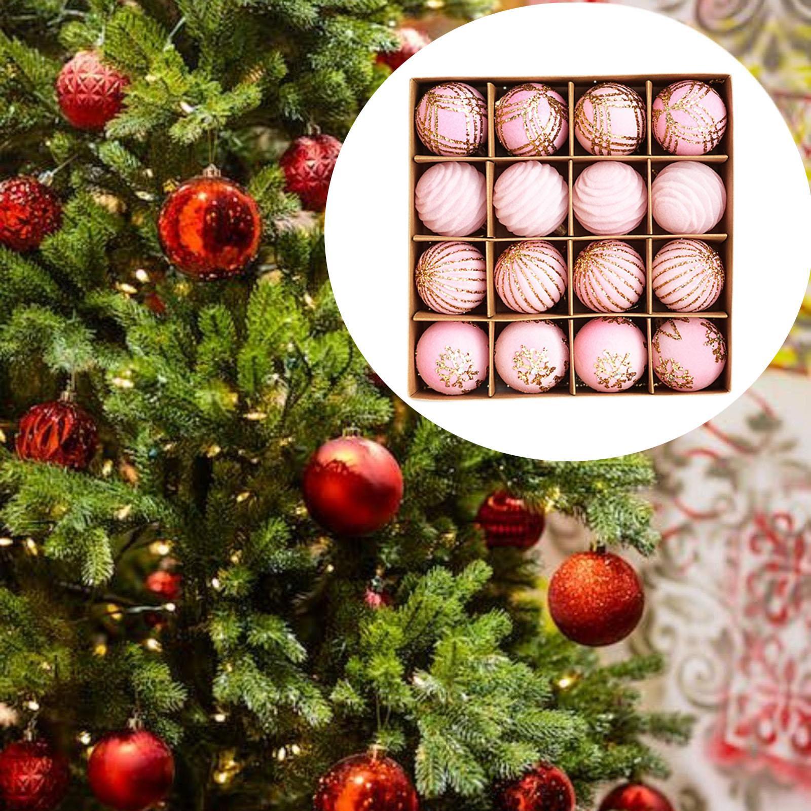 

16x Christmas Balls Christmas Tree Baubles DIY Lightweight Shatterproof Party розовый