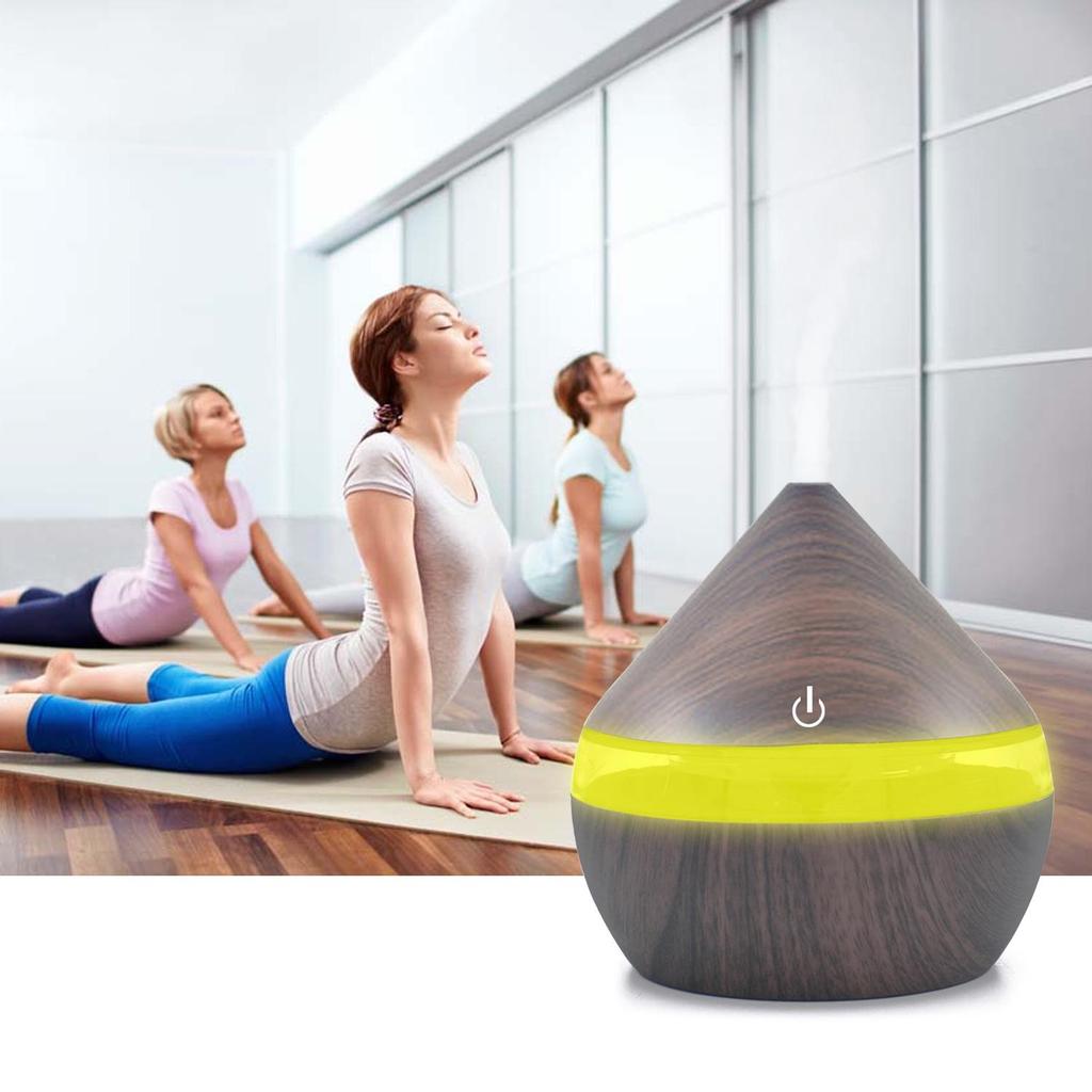 300ml Wood Grain Ultrasonic Aroma Diffuser, Essential Oil Humidifier with Seven-Color LED for Home and Office.