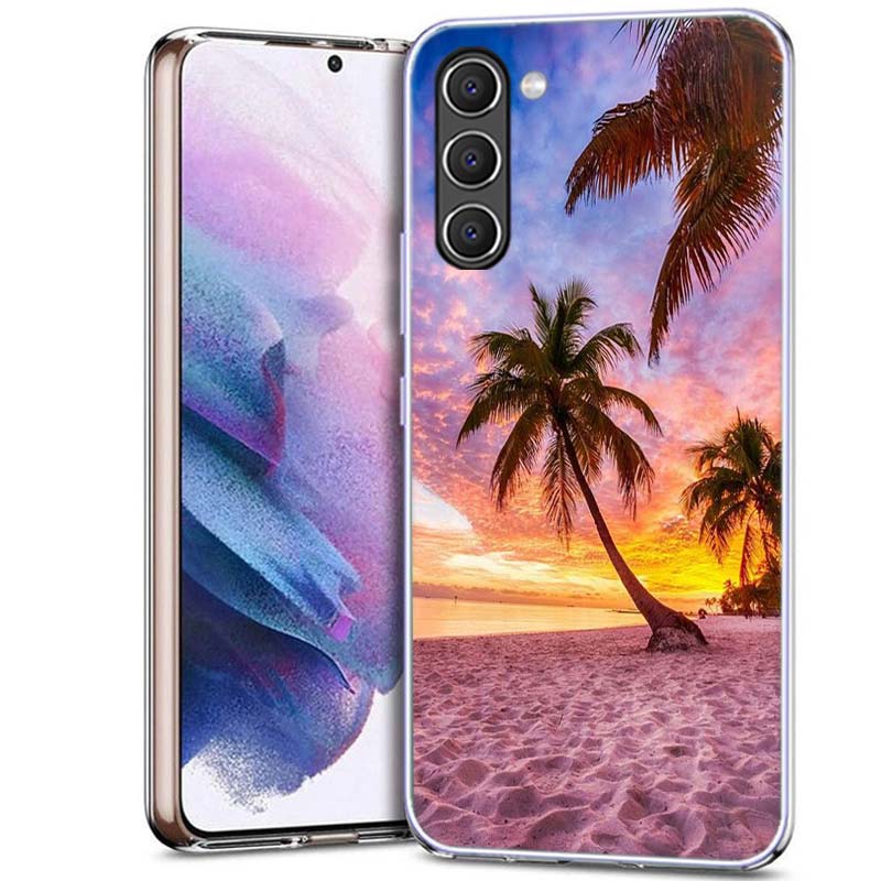 Summer Beach Scene at Sunset on sea Palm Tree Phone Case for Samsung A16 A17 A26 A36 A37 A56 A57 A12 A22 A32 A52S A07 A06 A02S A