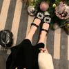2025 Autumn French Retro Rhinestone Square Head Single Shoes Low Heel Patent Leather Suede Buckle Small Leather Shoes Wedding Shoes Water Versatile
