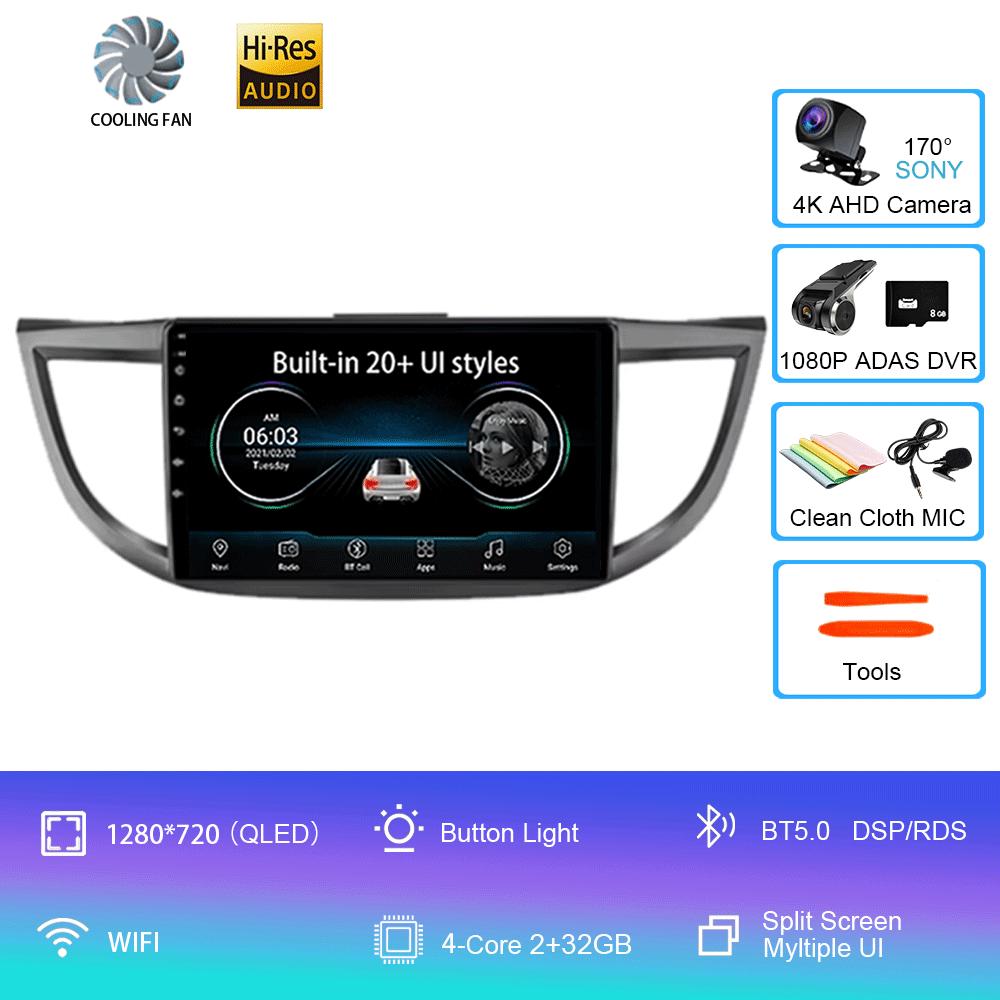 For Honda CRV CR-V 2011 2012 2013 2014 2015 2016 Carplay Android 14 Radio Mobil Multimedia Video Player Navigasi GPS 2din Screen
