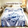 Floral Garden Theme Soft Blanket Personalized Custom Name Text Print Warm Blanket Home Sofa Bedroom Decor