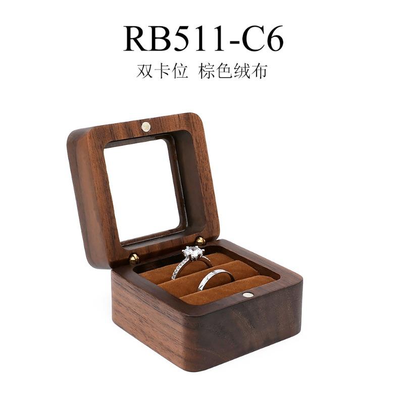 Walnut wood jewelry box - wedding ring box for engagement, diamond ring, valentine's day gift, and storage