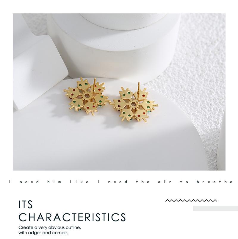 E0533 European & American Fashion Christmas Snowflake Zircon Stud Earrings for Women - Versatile, Creative, & Stylish Jewelry