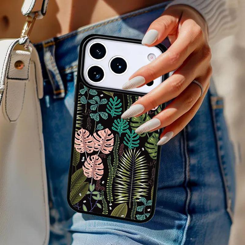 Monstera Flower Tropical Green Leaves Phone Case For iPhone 17 Air 14 15 13 12 Max Cover For Apple 16e 11 Pro Max Plus Coque
