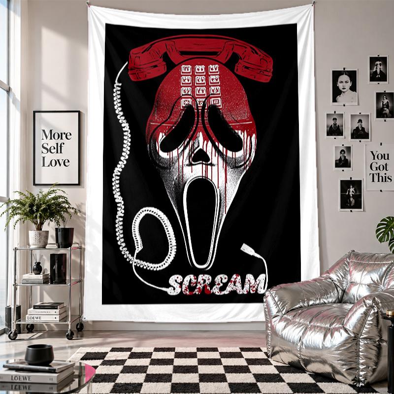Wall TapestryScream Ghostface Art Hanging Cloth Decorative Background Cover for Room Decoration