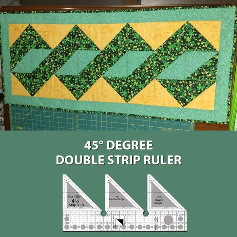 Règles quadrillées 45 60 90 degrés Règle à double bande Acrylique transparent Antidérapant Guide de coupe triangle quart pour la couture