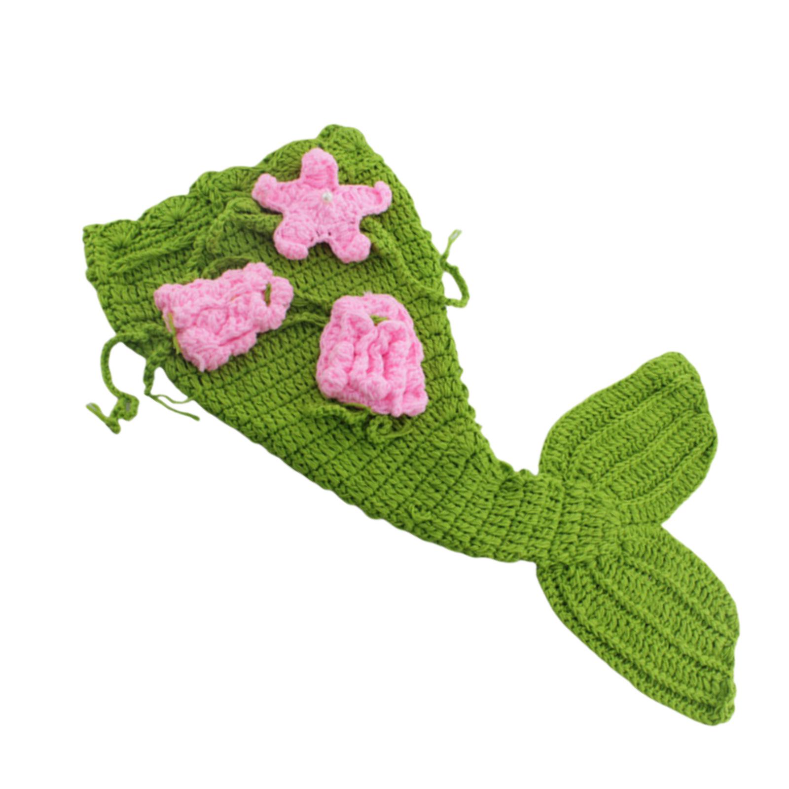 Костюм русалки для новорожденной девочки, вязаный из шерсти, реквизит для фотосъемки Newborn (1-6 months)