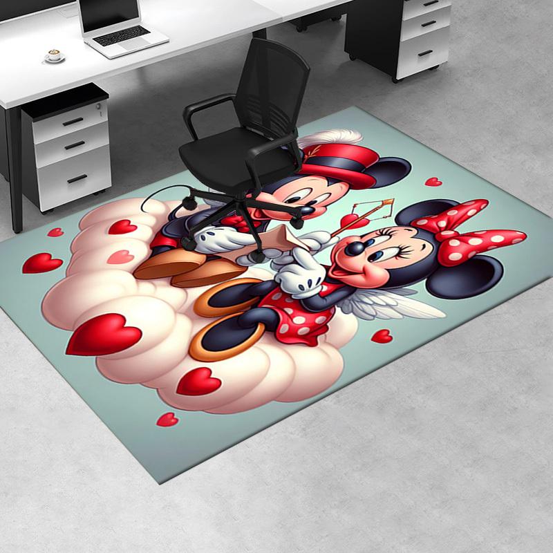 Office Carpet, Desk Mat, Gift for Home Decor, Mickey and Minnie Valentine's Day Theme, Perfect for Desk or Chair Underneath, Romantic Heart