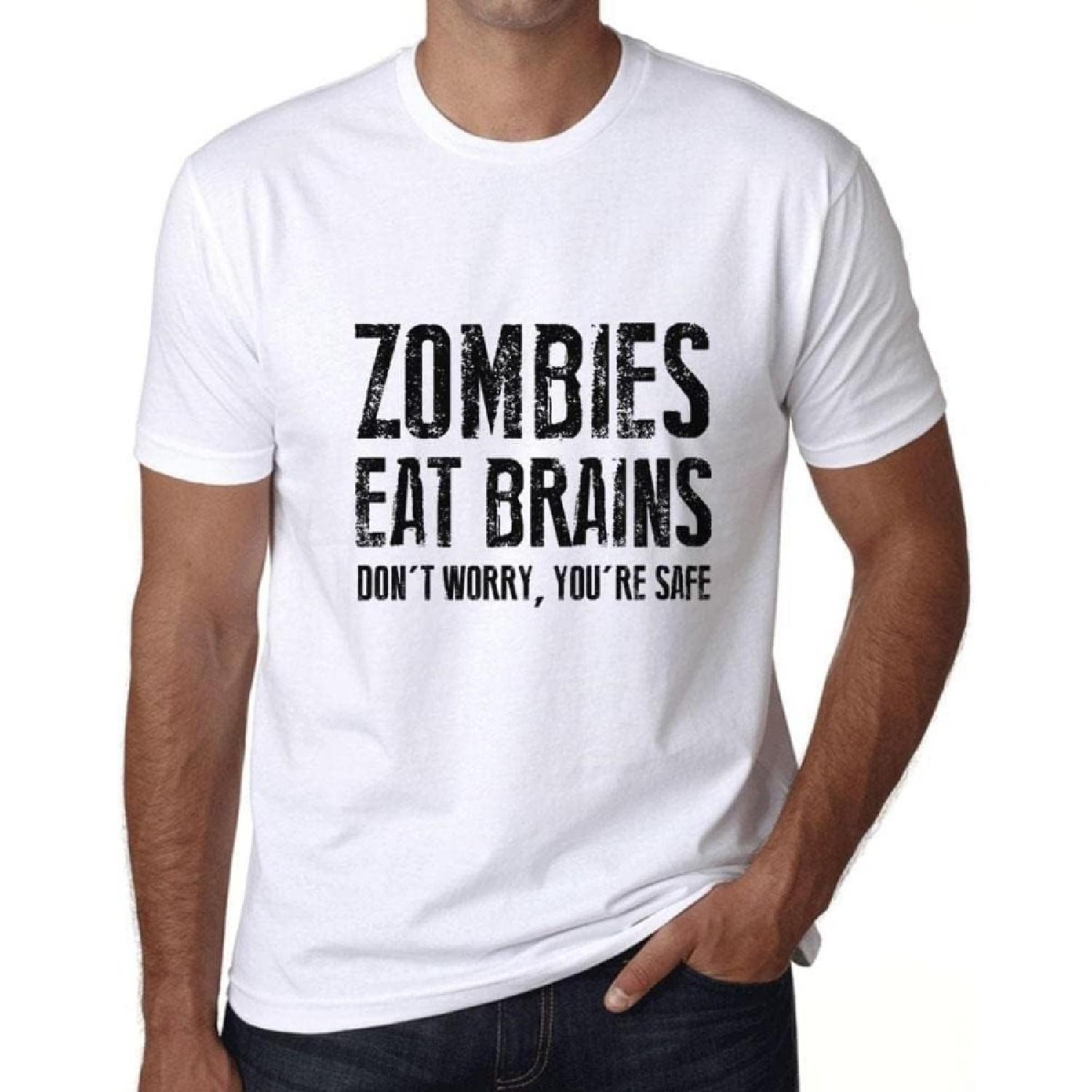 ULTRABASIC Men s Graphic T-Shirt Zombies Eat Brains Don t Worry You re Safe Eco-Friendly Limited Edition Short Sleeve XXXXXL белый