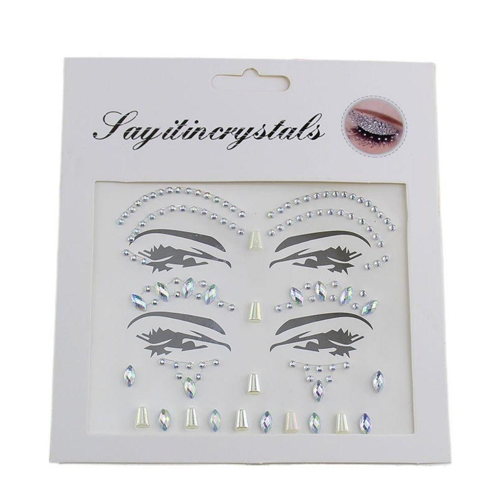 Fashion 3D Face Tattoo Crystal Sticker Fake Tattoo Temporary Tattoo Sticker  Girls