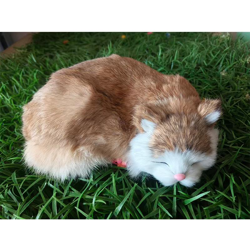 Ev Dekorasyonu İçin El Yapımı Gerçek Kürk Kedi Model Peluş Süs