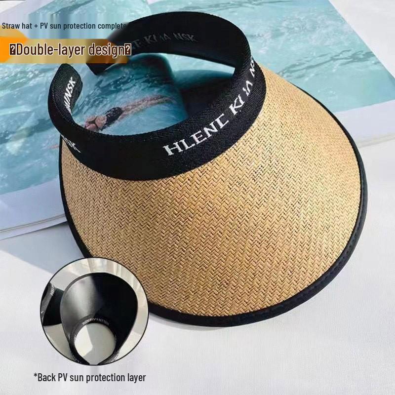 Women's UV Protection Summer Sun Hat, Open-Top with Large Brim, Foldable and Sunshade Design with Face Shield