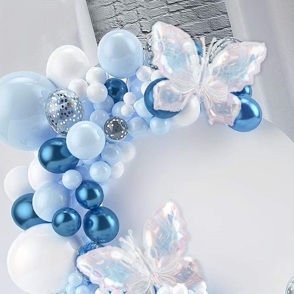 Transparent Colorful Butterfly Blue Balloon Chain Baby Christening Baby Birthday Party Decoration