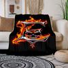 Flaming Skull Metal Wall Art DecorBlanket Flannel Throw Blanket for Sofa, Bed, Travel, Camping, Office