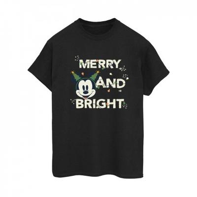 Womens/Ladies Mickey Mouse Merry & Bright Cotton Boyfriend T-Shirt